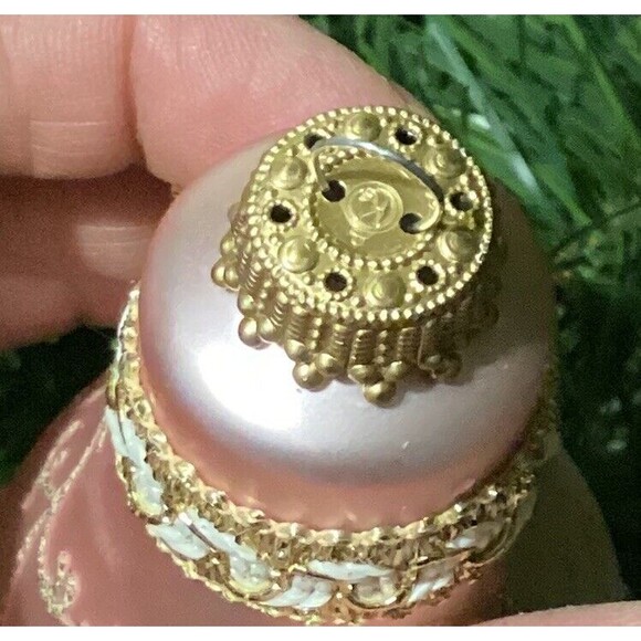 Krebs PINK GOLD Glitter Lace RIBBON Floral Christmas Ornaments SHABBY Victorian - Picture 10 of 15